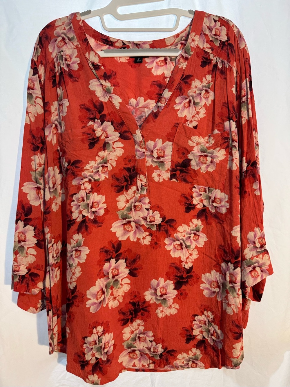 torrid Rust Red Floral V-Neck Tunic